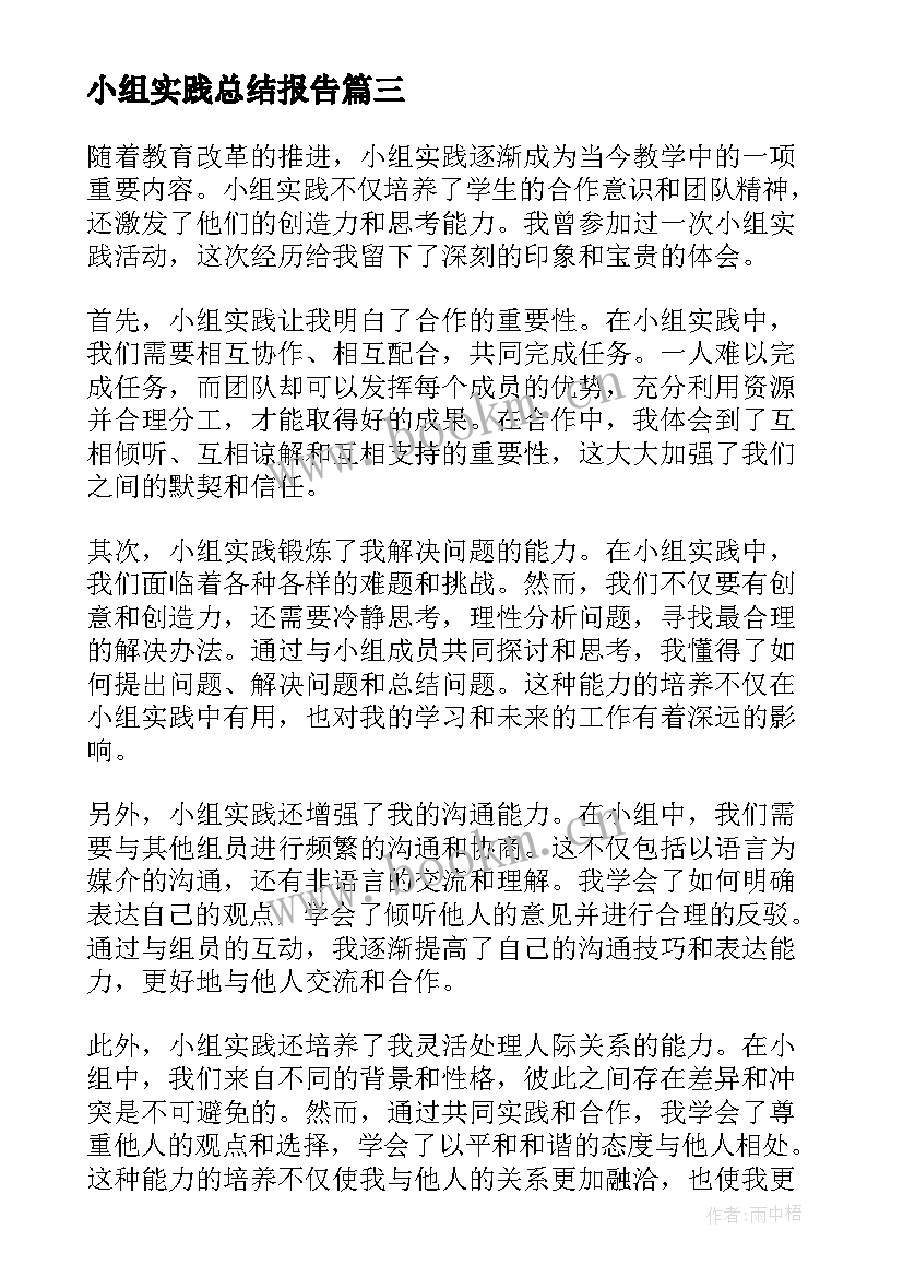 小组实践总结报告(实用8篇)