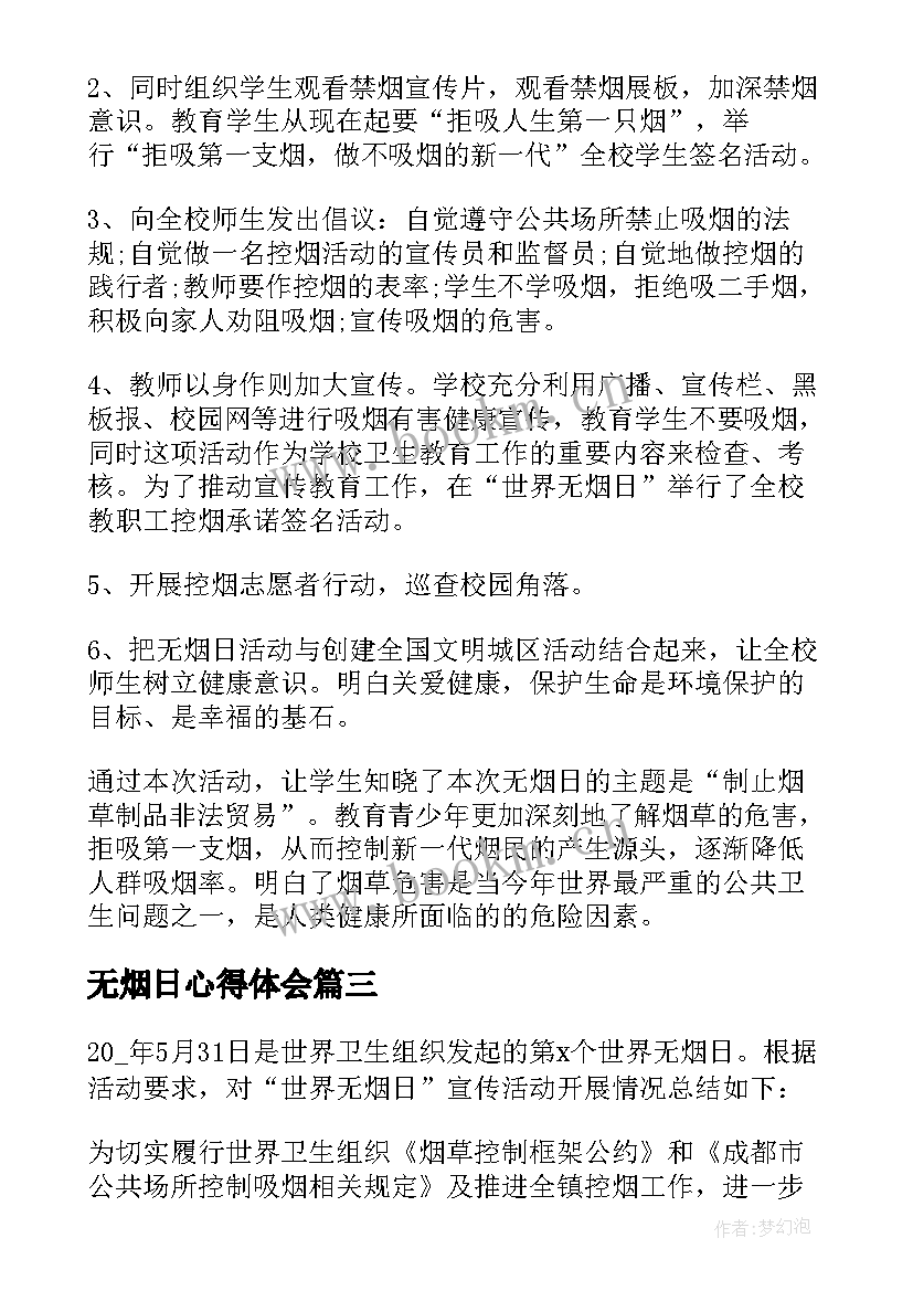 最新无烟日心得体会(大全5篇)