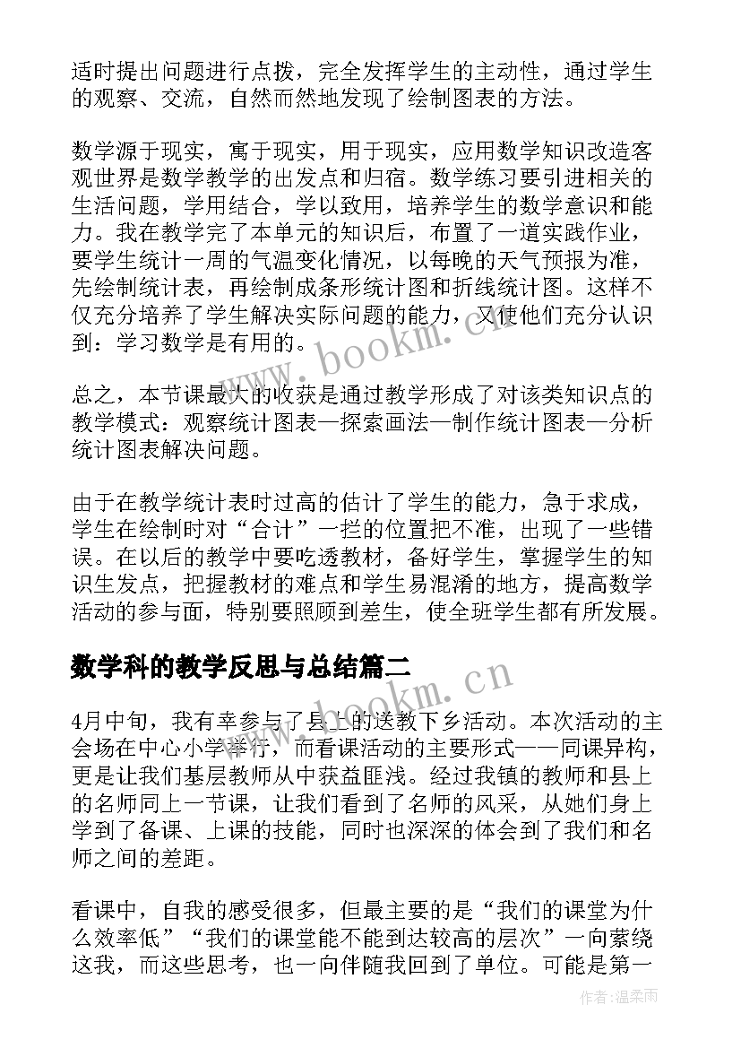 数学科的教学反思与总结 数学教学反思(大全5篇)