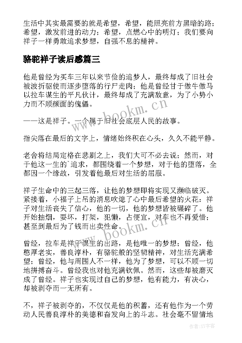 最新骆驼祥子读后感(精选10篇)