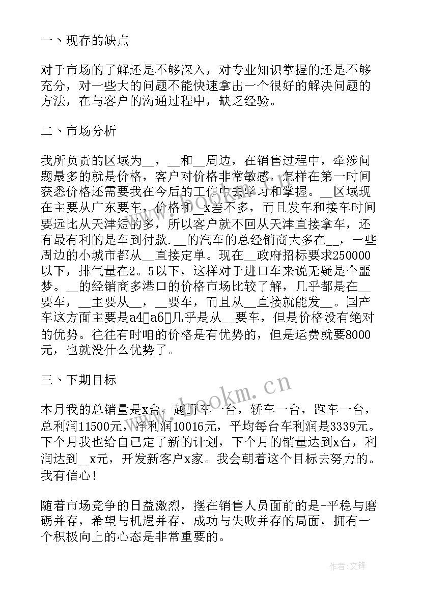 销售员月度总结报告(精选5篇)