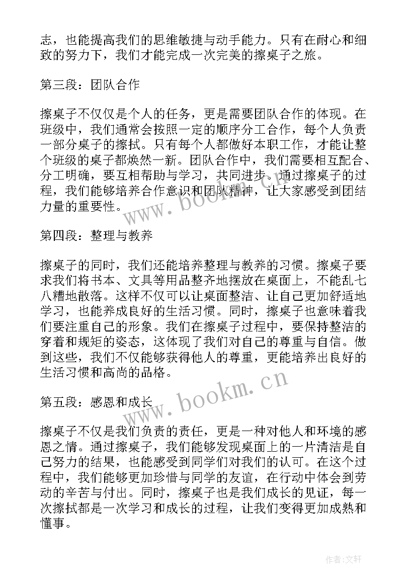 家务劳动擦桌子心得体会 擦桌子后的心得体会小学(汇总5篇)