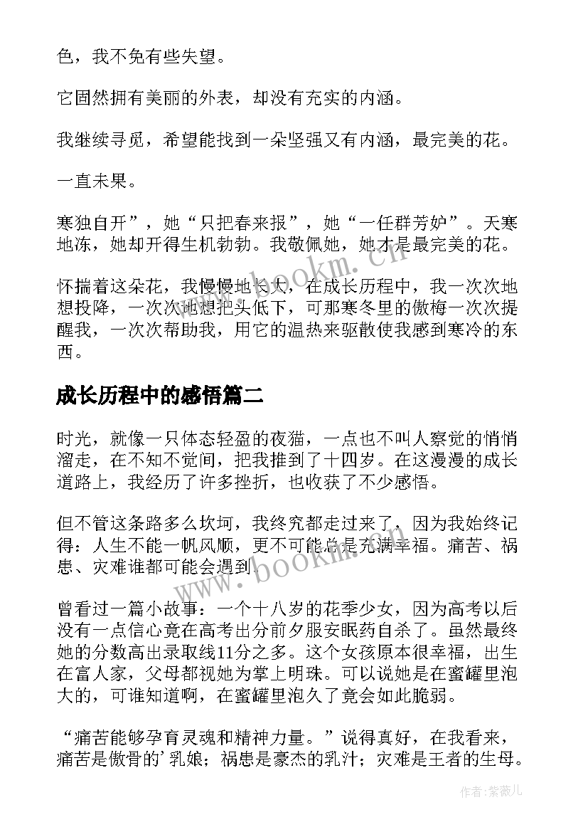 成长历程中的感悟 成长中的感悟六年级(实用6篇)