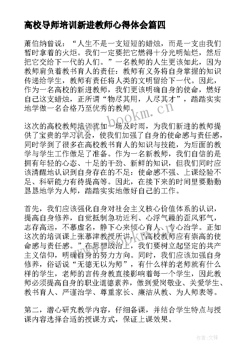 2023年高校导师培训新进教师心得体会 新进教师培训总结(汇总6篇)