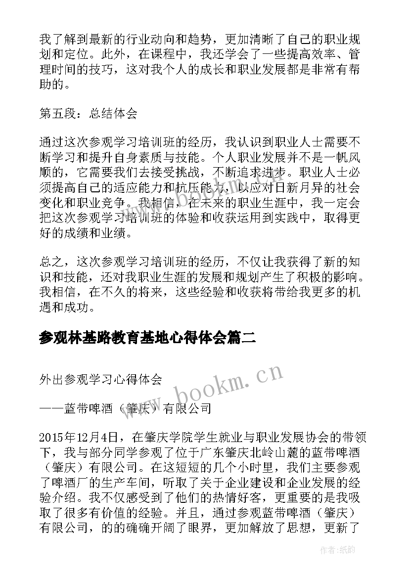 最新参观林基路教育基地心得体会(实用8篇)