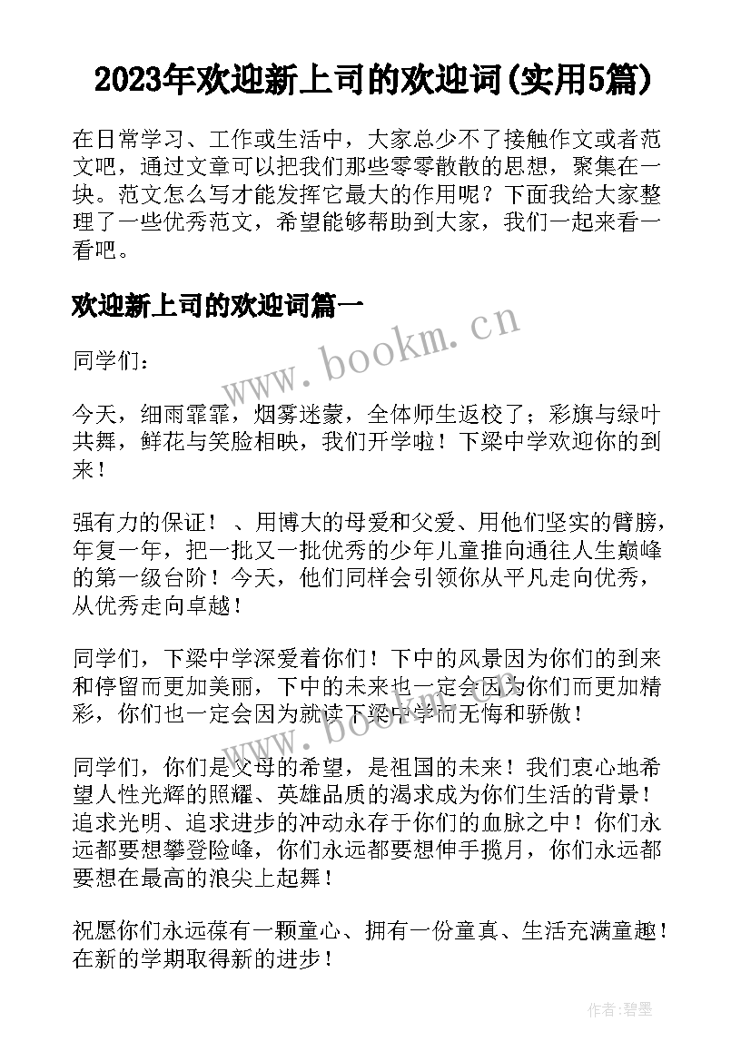 2023年欢迎新上司的欢迎词(实用5篇)