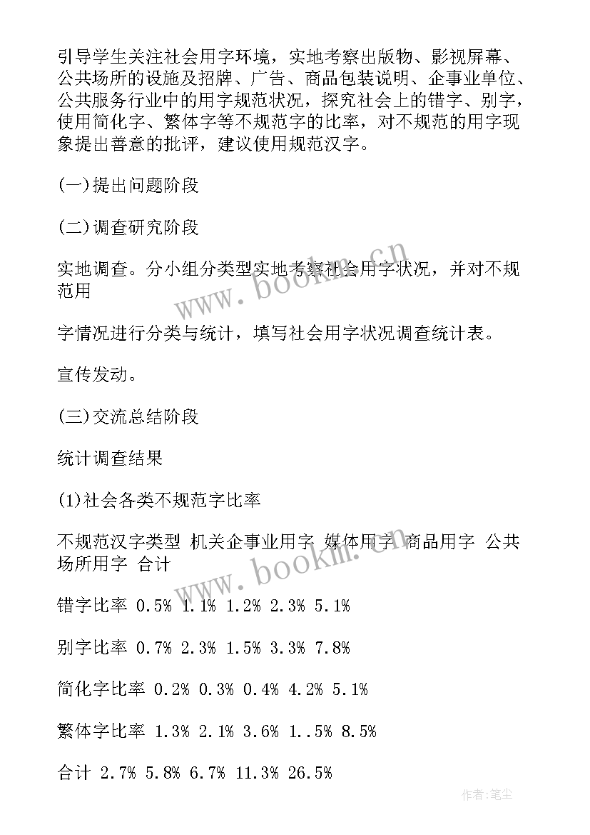 2023年小学生规范用字调查报告五下(通用5篇)