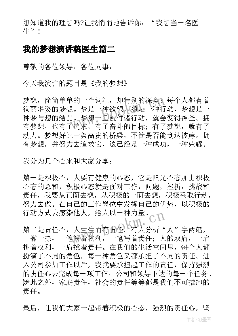 2023年我的梦想演讲稿医生 我的梦想演讲稿(实用9篇)