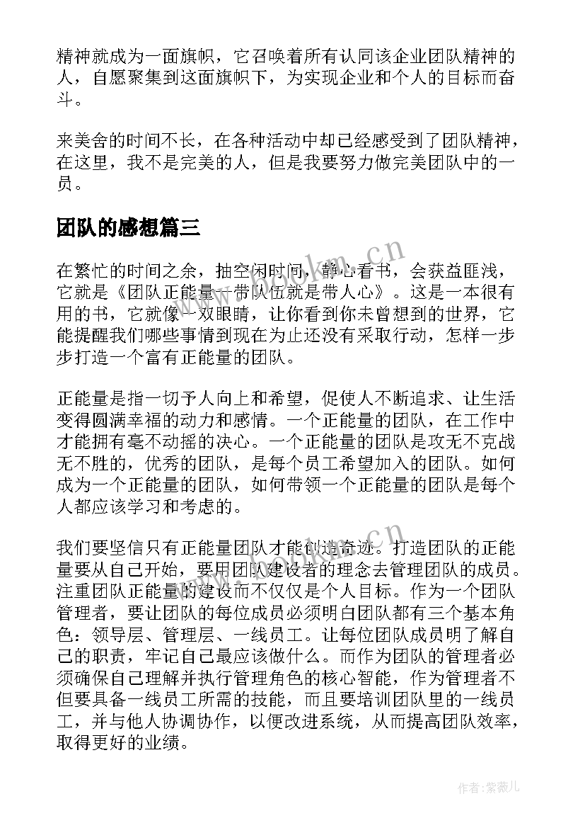 团队的感想 团队精神读后感(优秀8篇)