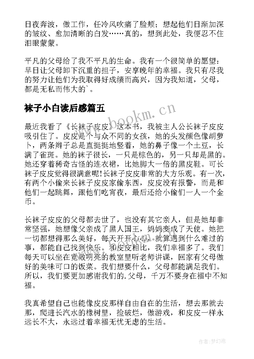 袜子小白读后感(精选8篇)