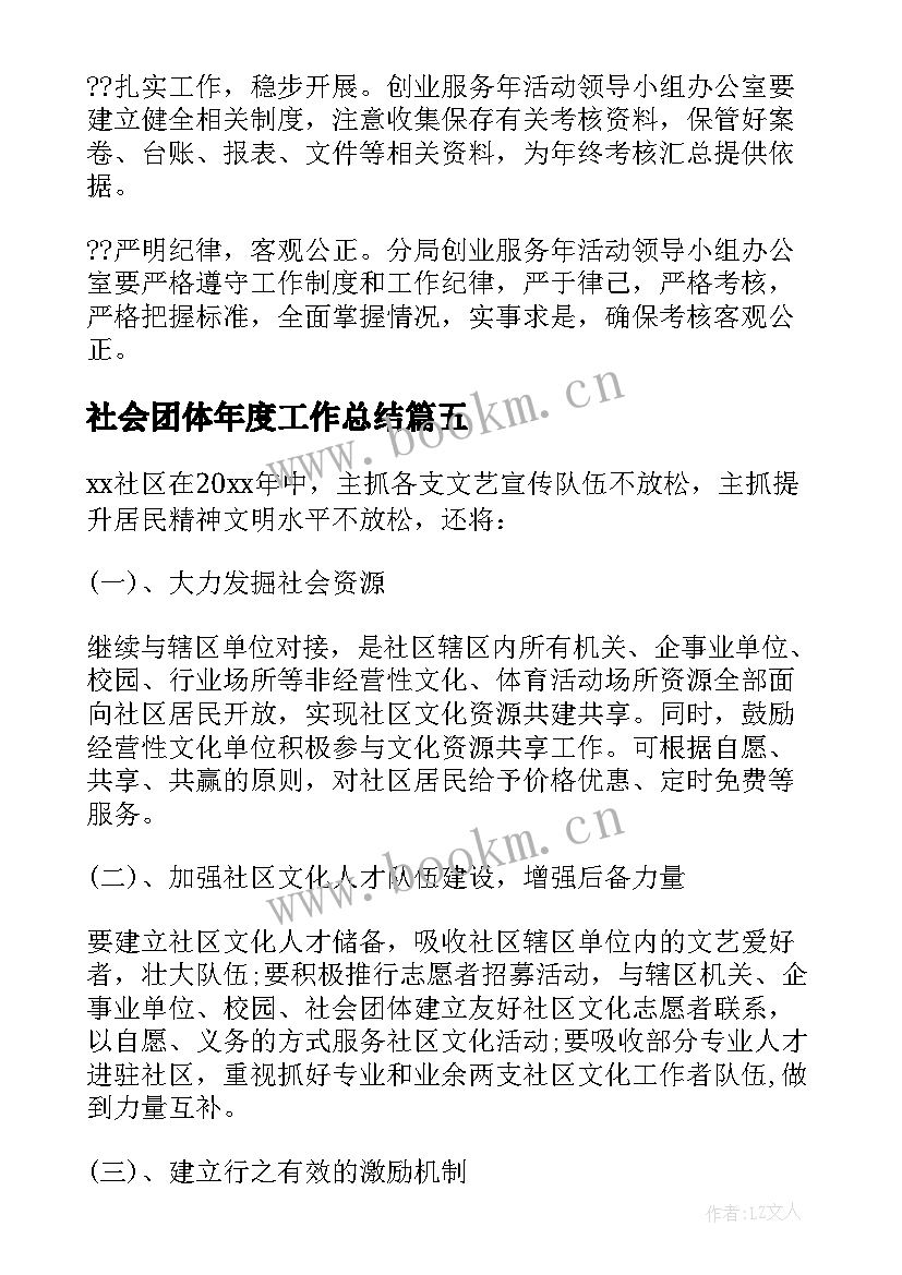 最新社会团体年度工作总结(模板8篇)