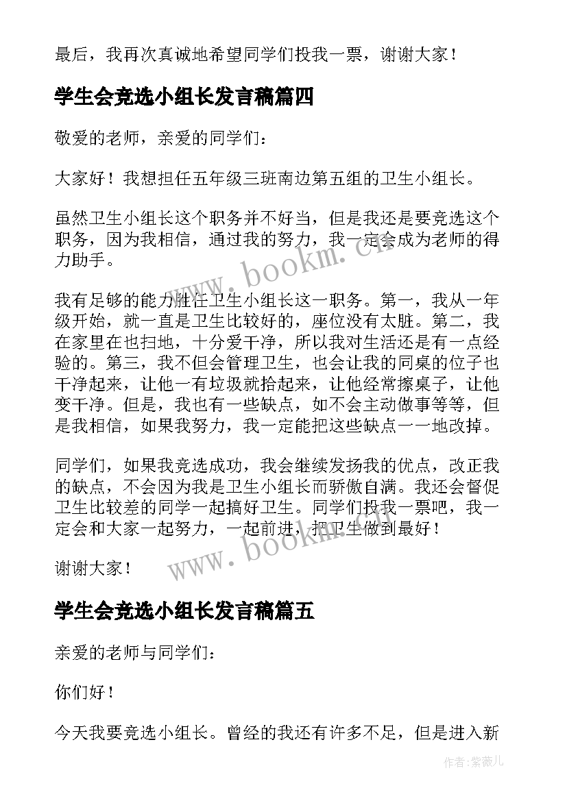 2023年学生会竞选小组长发言稿(通用7篇)