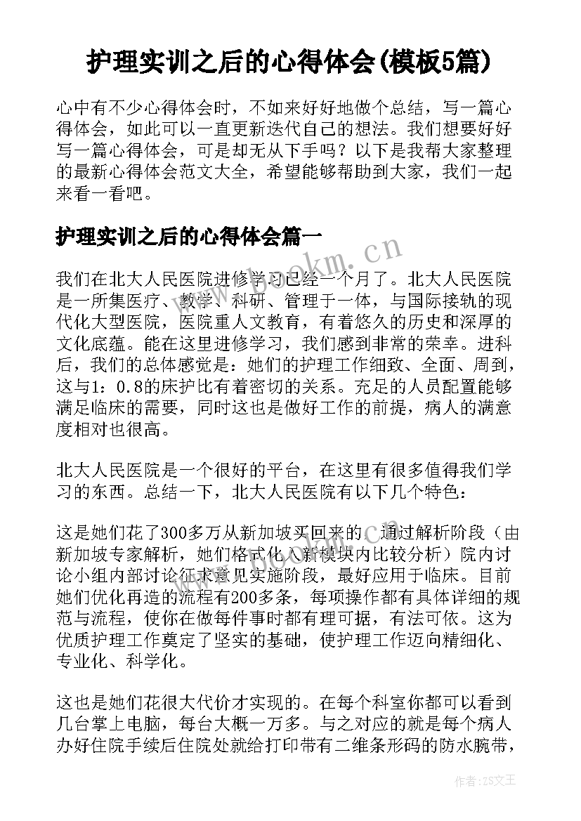 护理实训之后的心得体会(模板5篇)