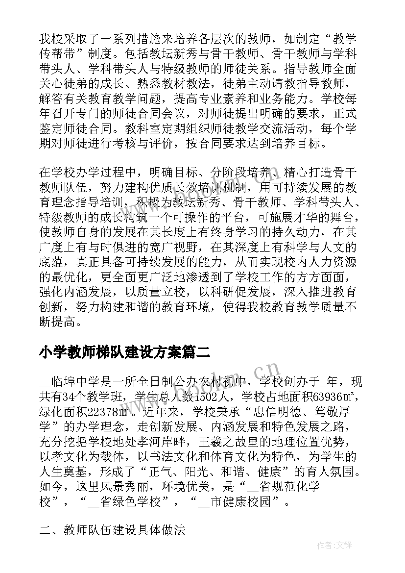 小学教师梯队建设方案(汇总5篇)