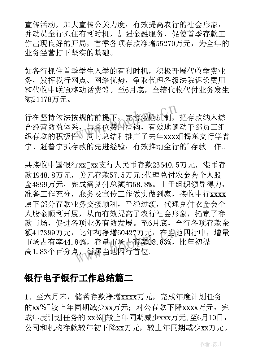 银行电子银行工作总结(模板5篇)