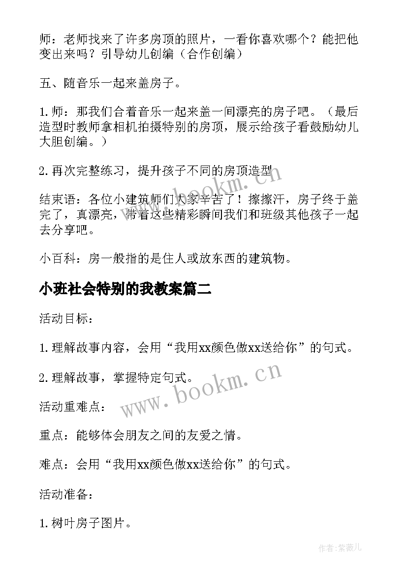 2023年小班社会特别的我教案(优秀5篇)