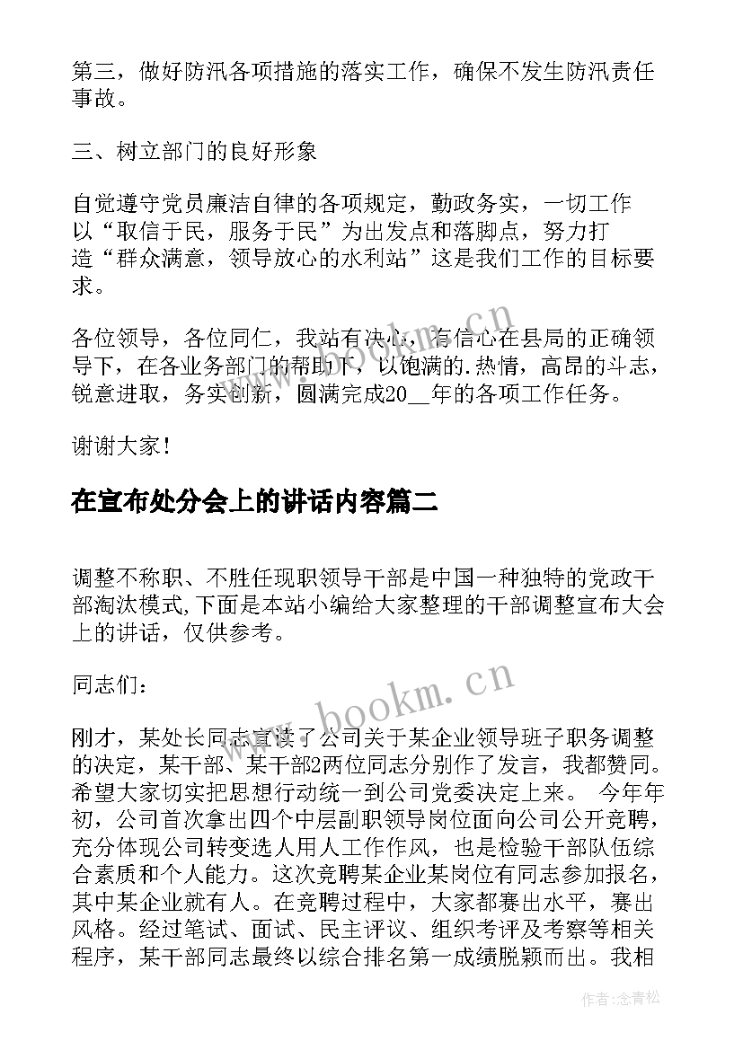 最新在宣布处分会上的讲话内容(实用5篇)