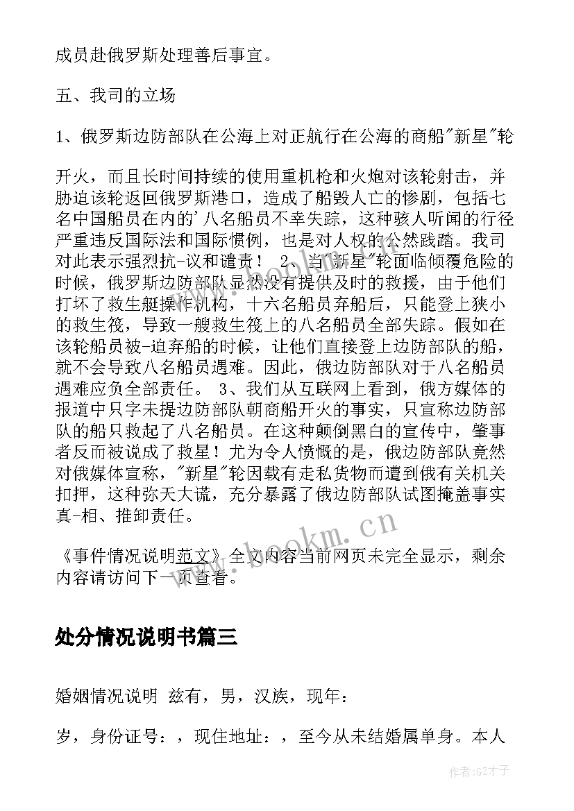 2023年处分情况说明书 故障情况说明(模板5篇)