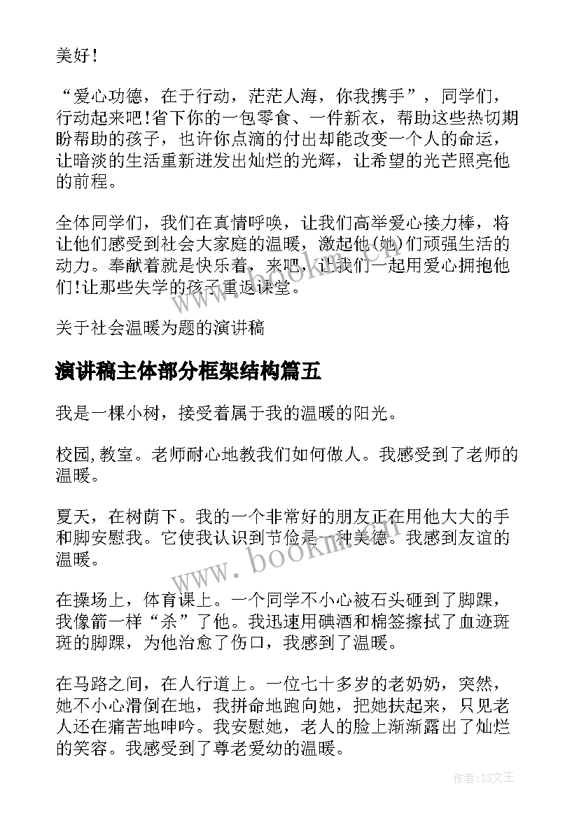 演讲稿主体部分框架结构 温暖为框架演讲稿(模板5篇)