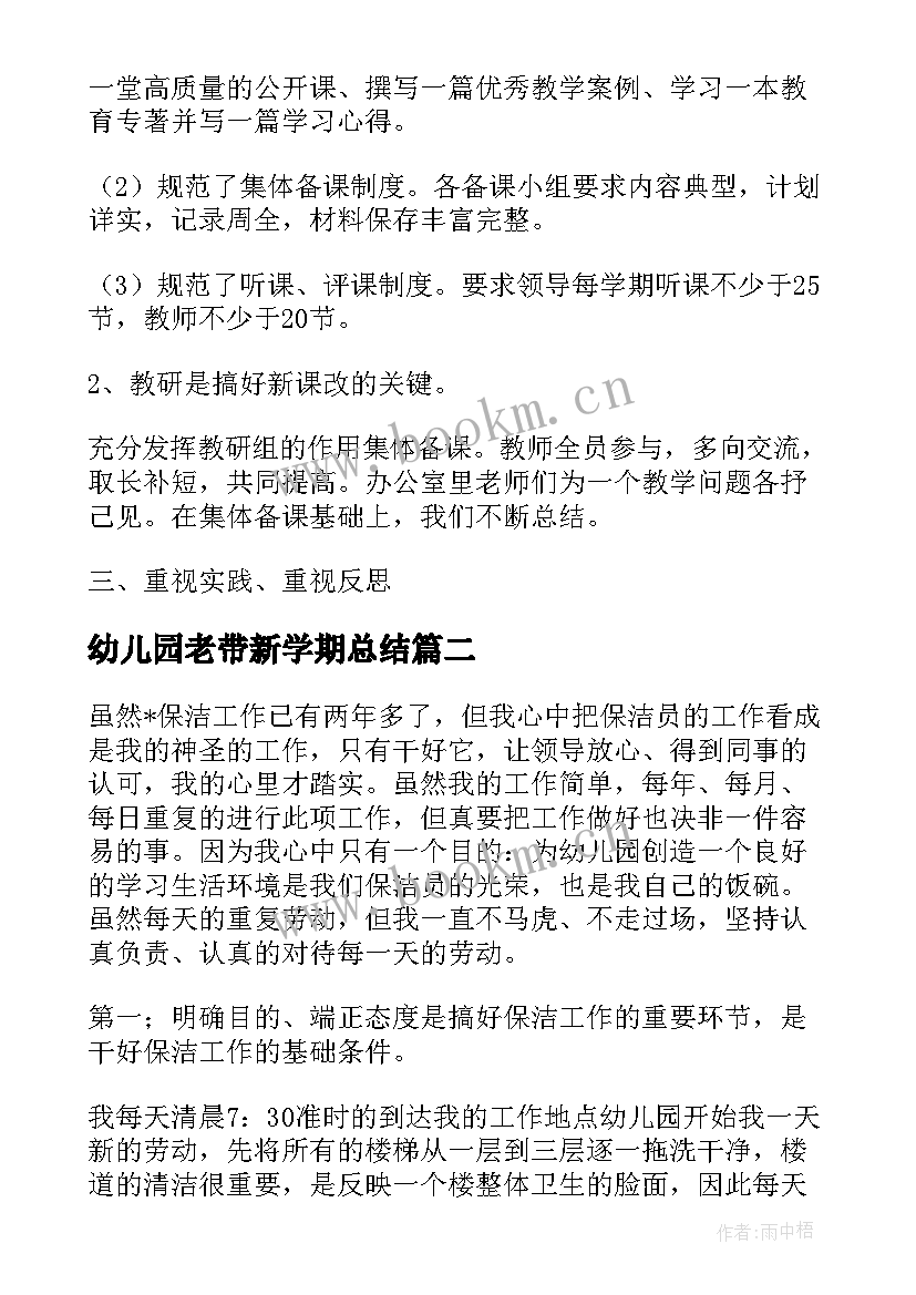 2023年幼儿园老带新学期总结 老带新工作总结优选(优秀5篇)