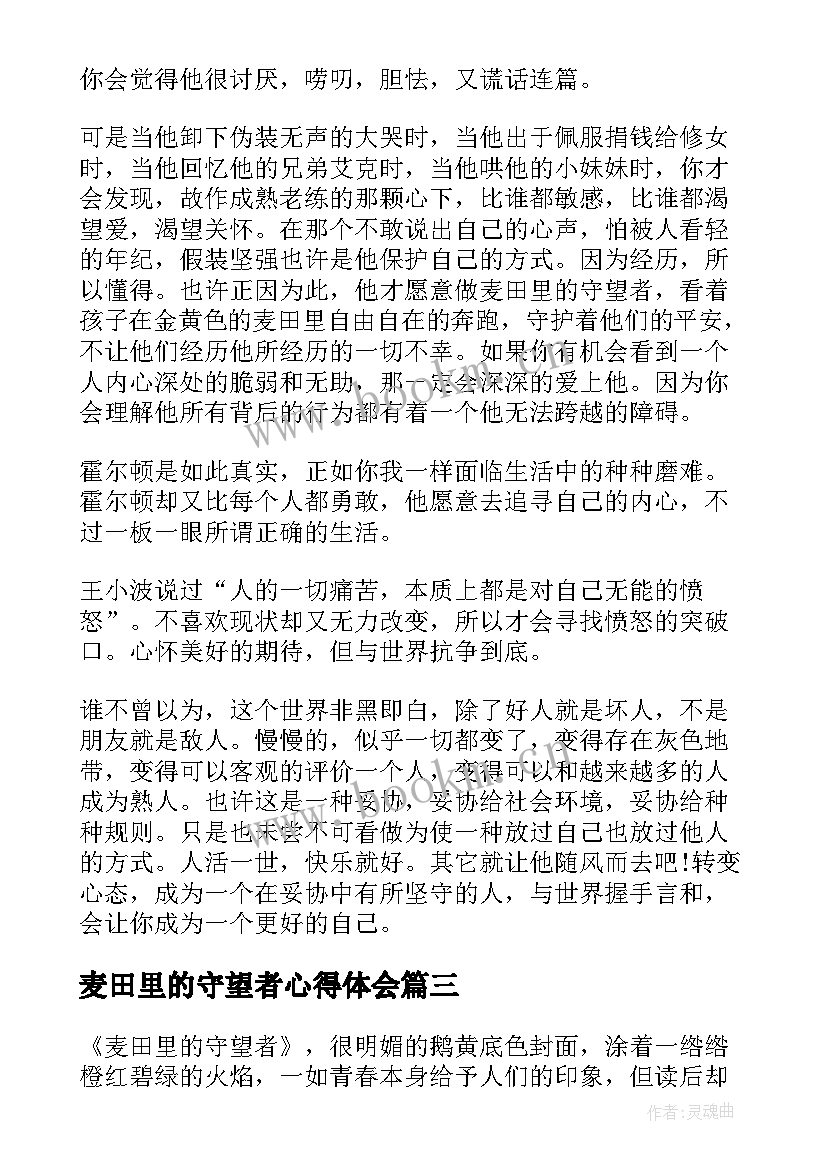 最新麦田里的守望者心得体会 麦田里的守望者读书心得(模板9篇)