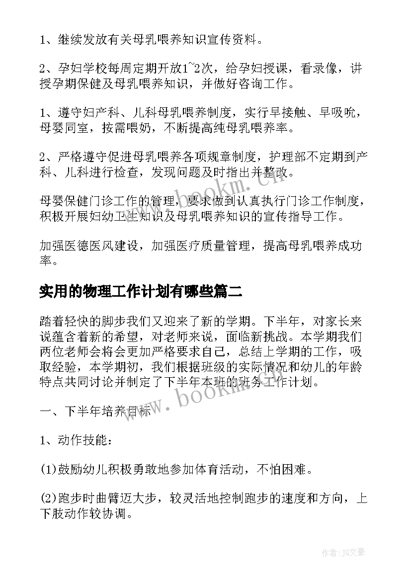 实用的物理工作计划有哪些 实用的工作计划(优质8篇)