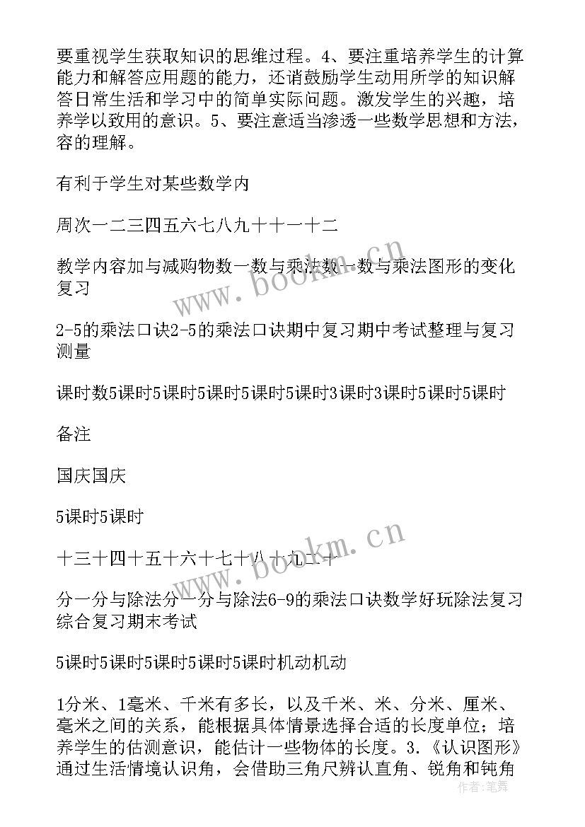 最新北师大版二年级数学难点 北师大二年级数学教学计划(汇总10篇)