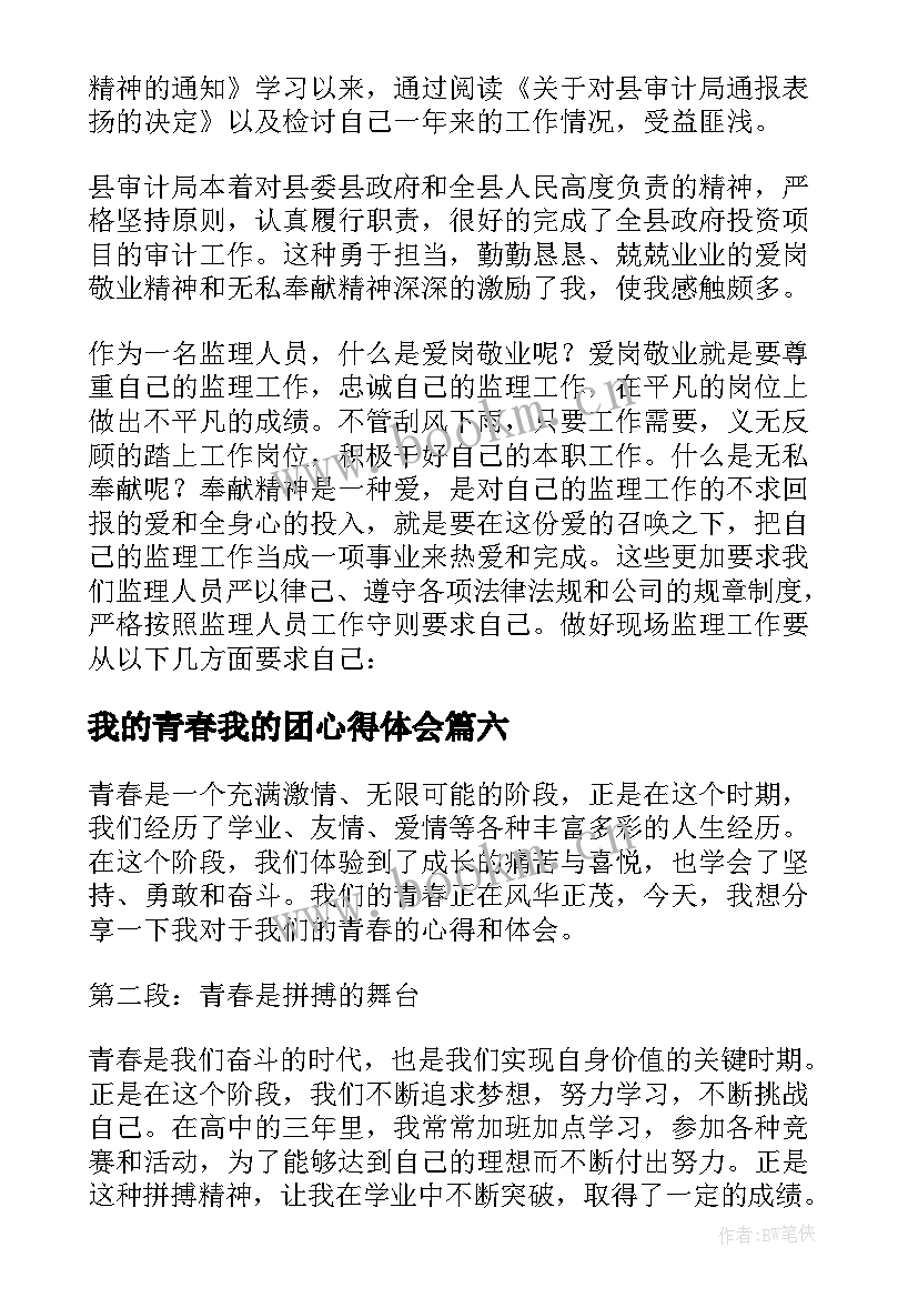 我的青春我的团心得体会(大全8篇)