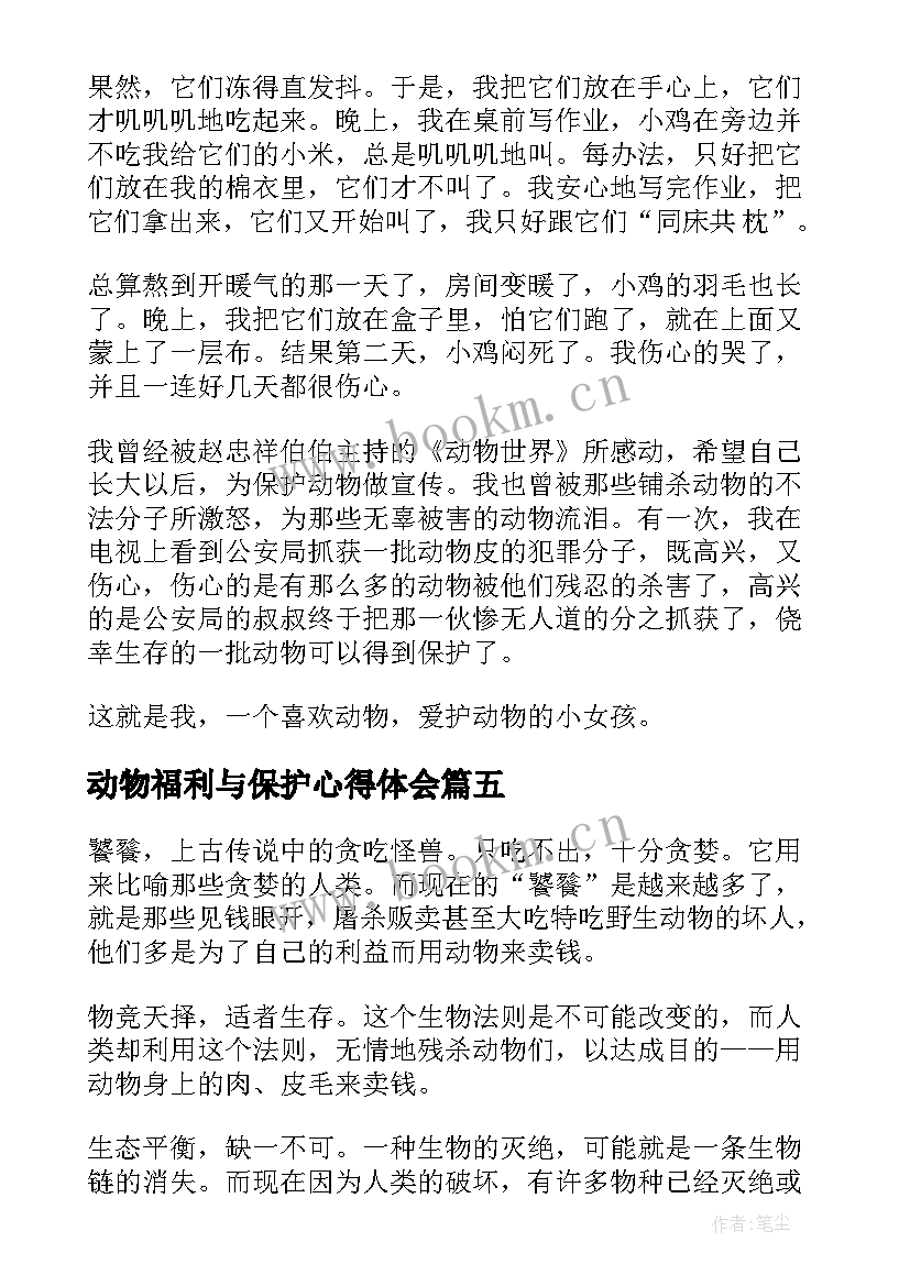 动物福利与保护心得体会(优质5篇)