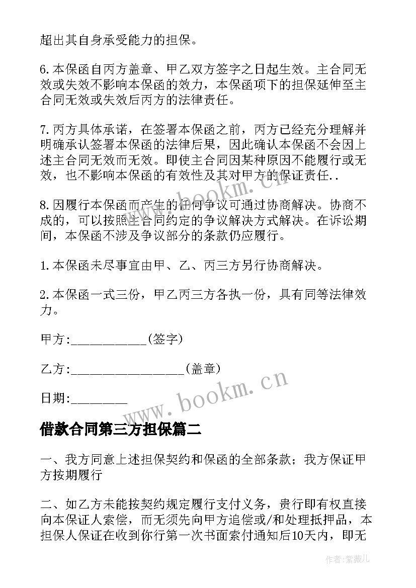 借款合同第三方担保(实用5篇)