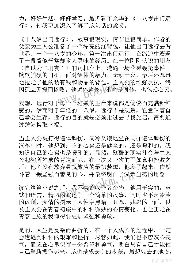 岁远行读后感 青春是一场远行读后感(优秀5篇)