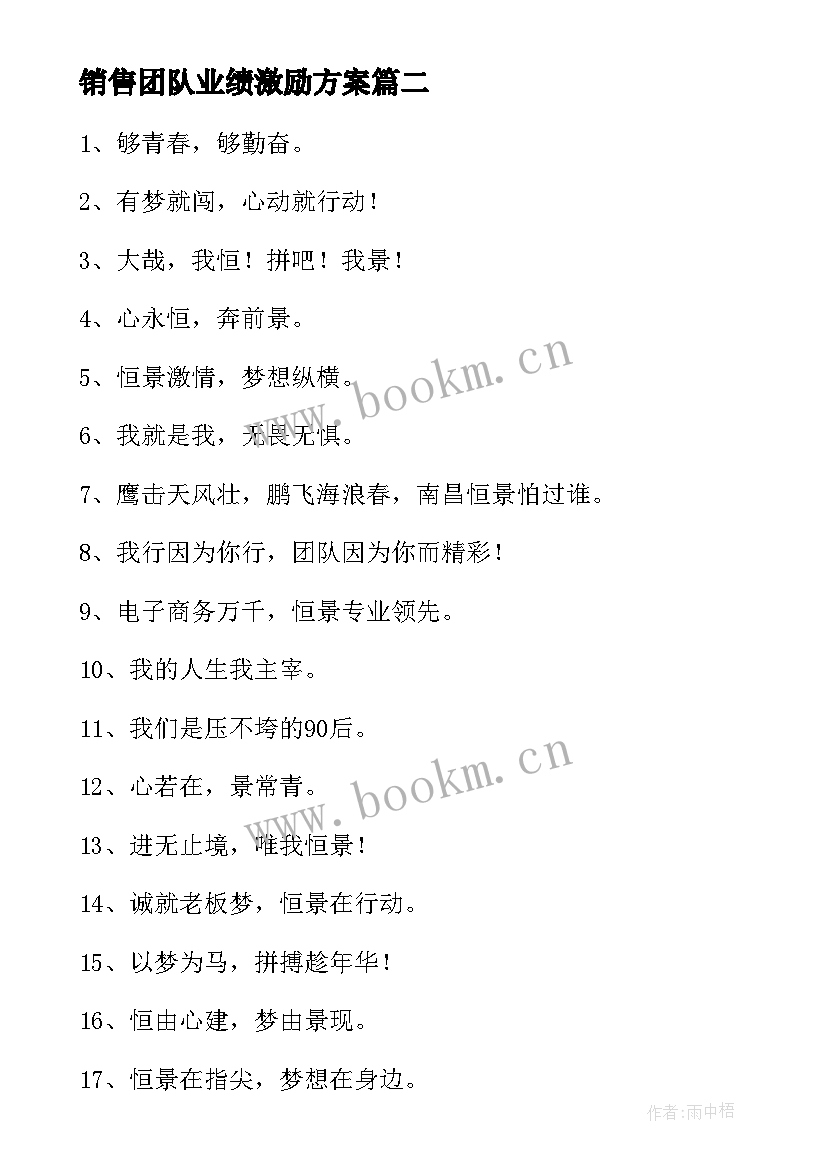 最新销售团队业绩激励方案(优质5篇)