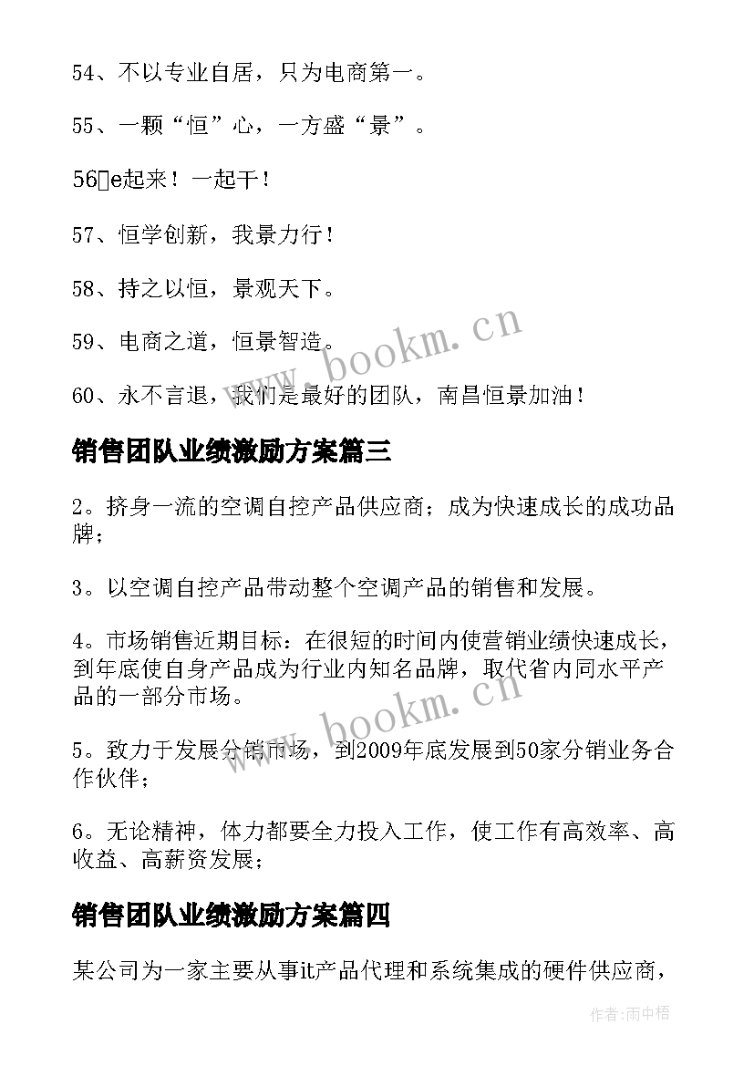 最新销售团队业绩激励方案(优质5篇)