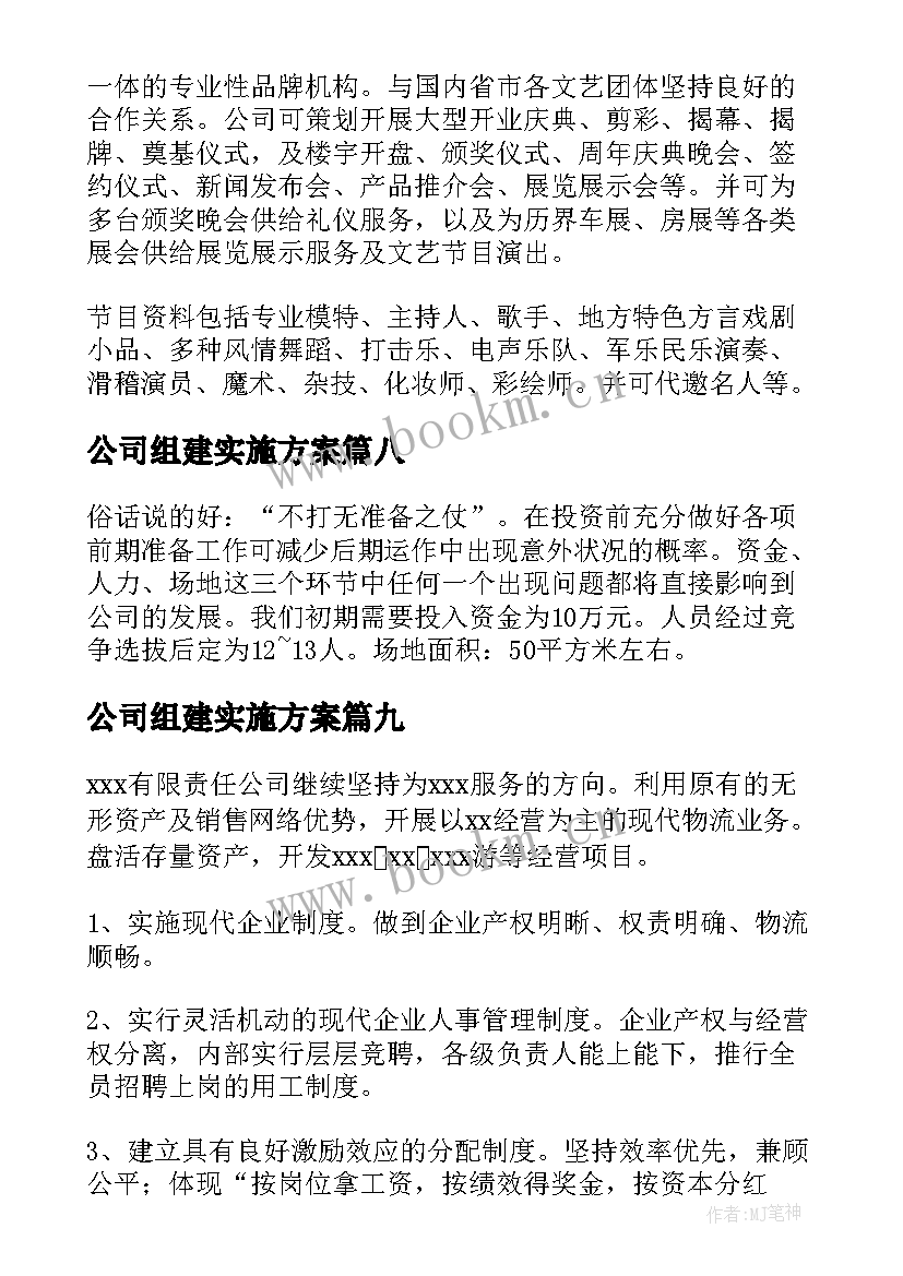 公司组建实施方案 新公司组建方案(优秀9篇)