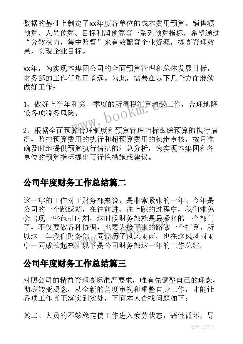 公司年度财务工作总结 公司财务年度工作总结(优质5篇)