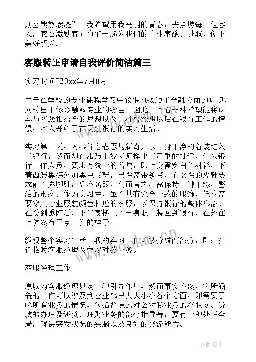 最新客服转正申请自我评价简洁(优秀5篇)