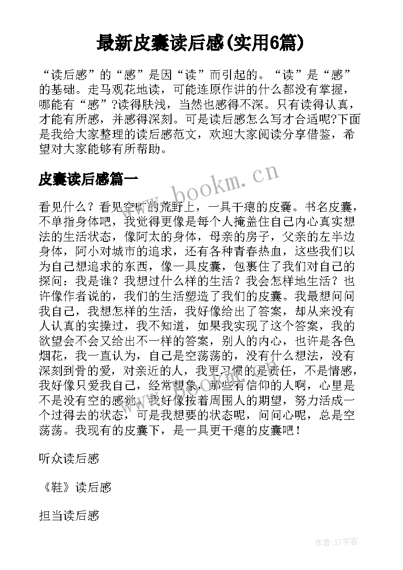 最新皮囊读后感(实用6篇)