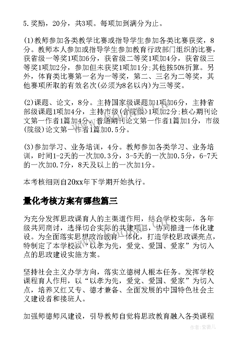 最新量化考核方案有哪些(实用5篇)