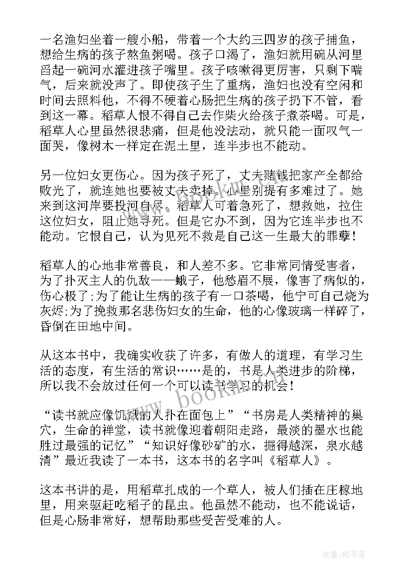 最新稻草的读后感 稻草人读后感(模板9篇)