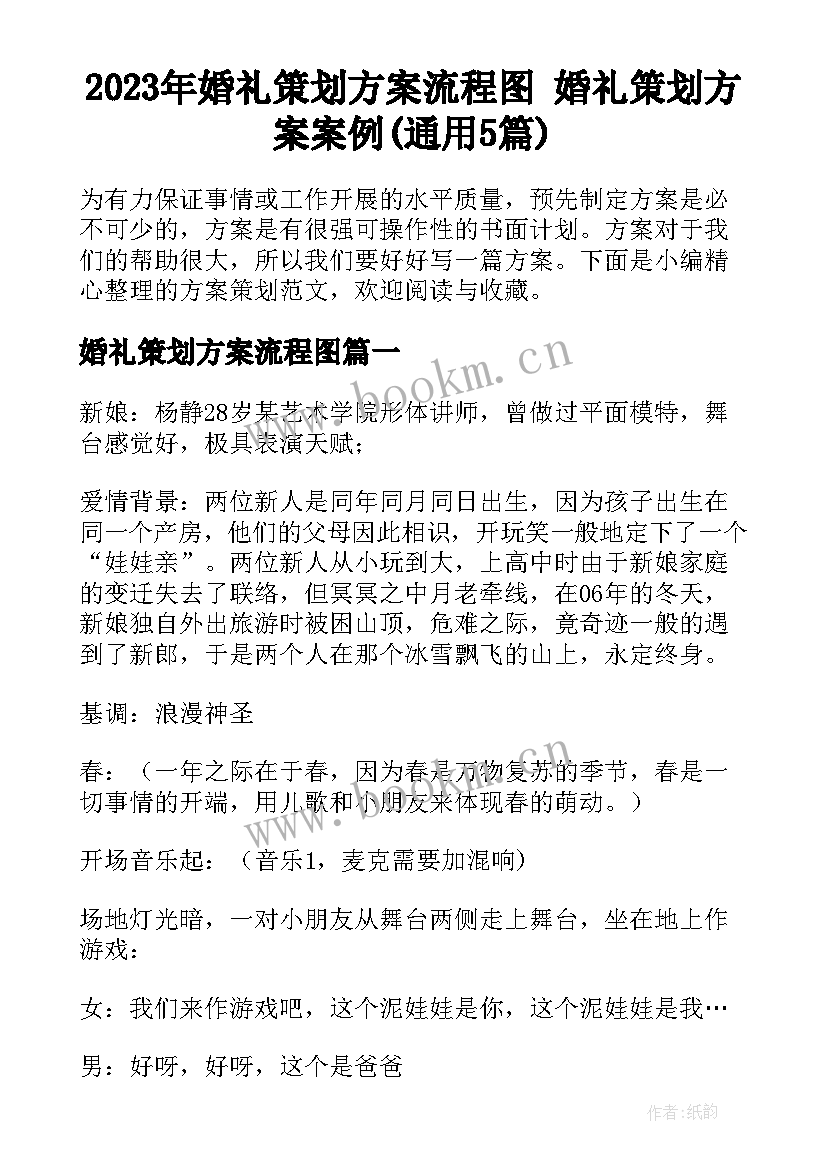 2023年婚礼策划方案流程图 婚礼策划方案案例(通用5篇)