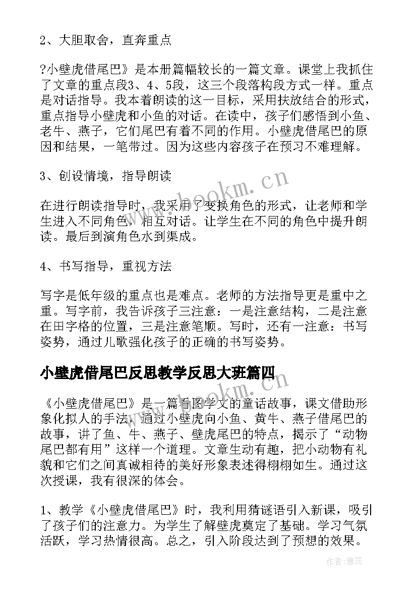 小壁虎借尾巴反思教学反思大班 语文小壁虎借尾巴教学反思(优质6篇)