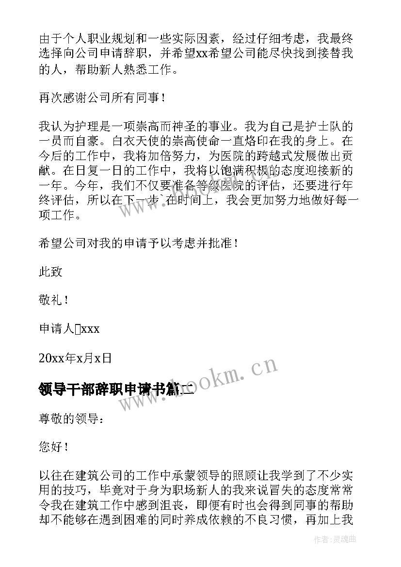 领导干部辞职申请书 个人原因辞职报告(模板5篇)