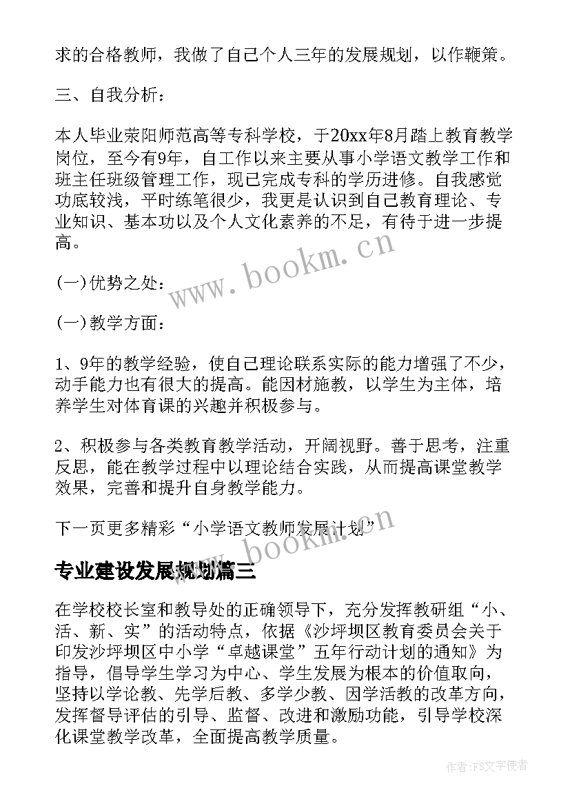 最新专业建设发展规划(通用7篇)