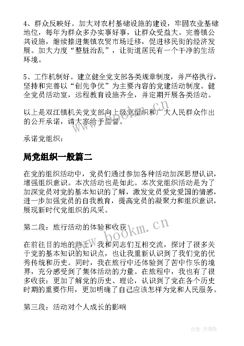 局党组织一般 党组织承诺书(汇总5篇)