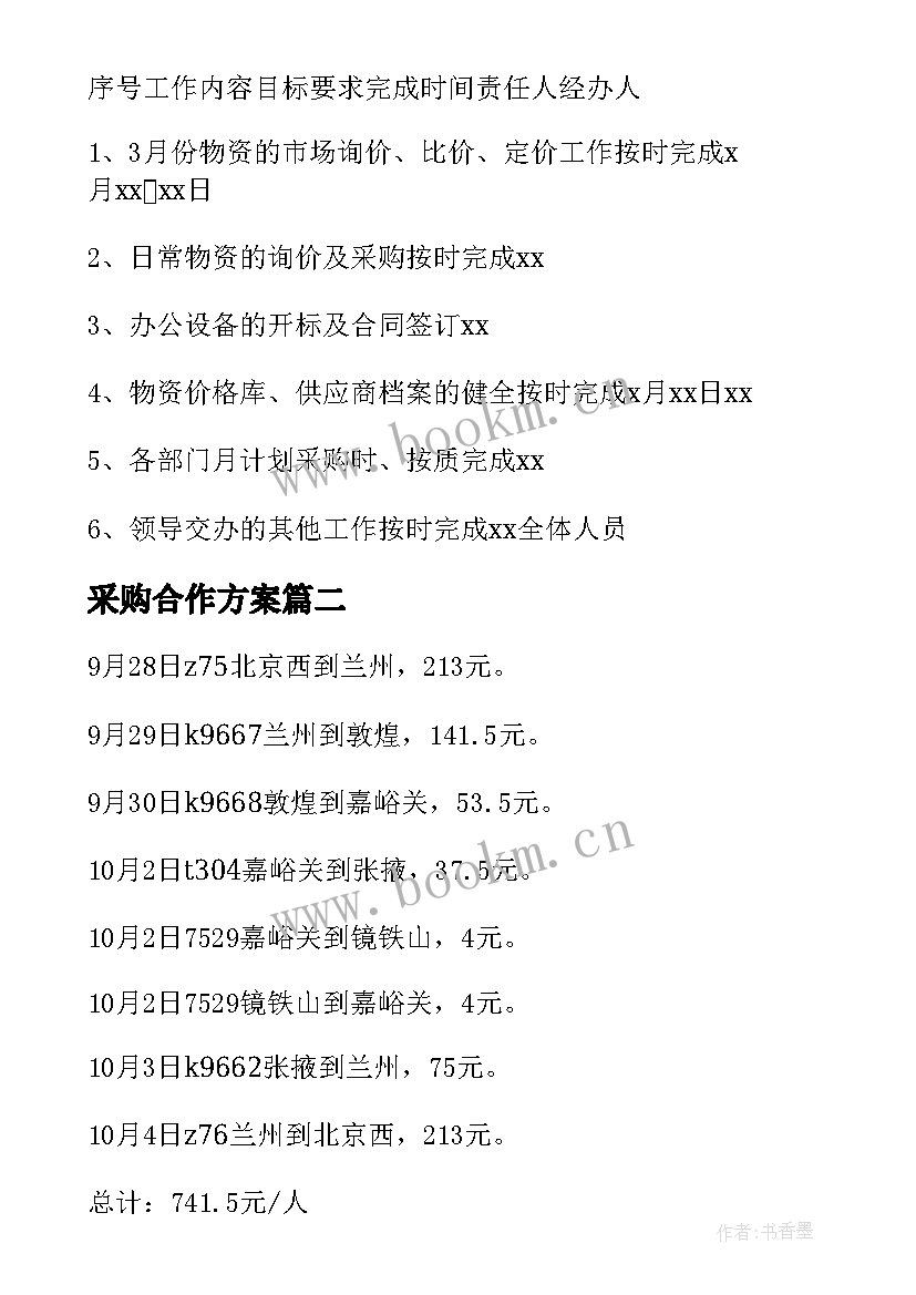 2023年采购合作方案(优秀9篇)