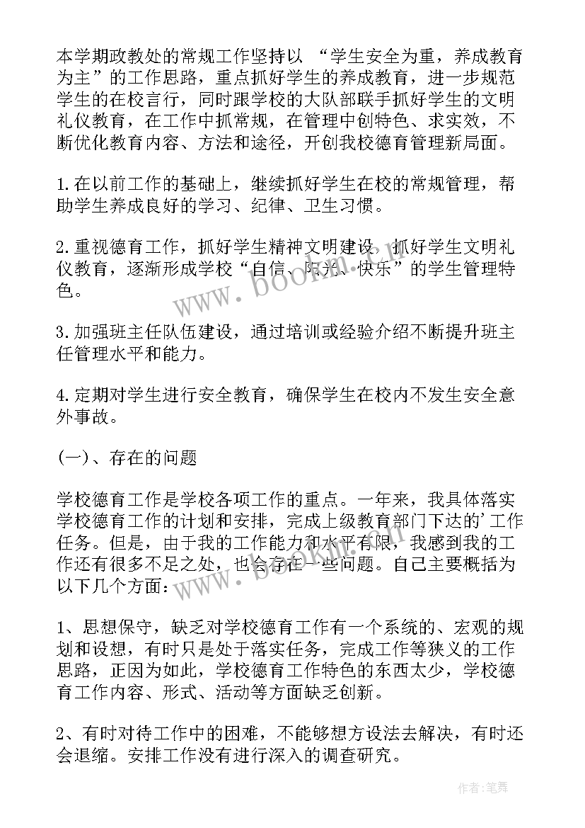 政教主任个人工作总结(精选5篇)