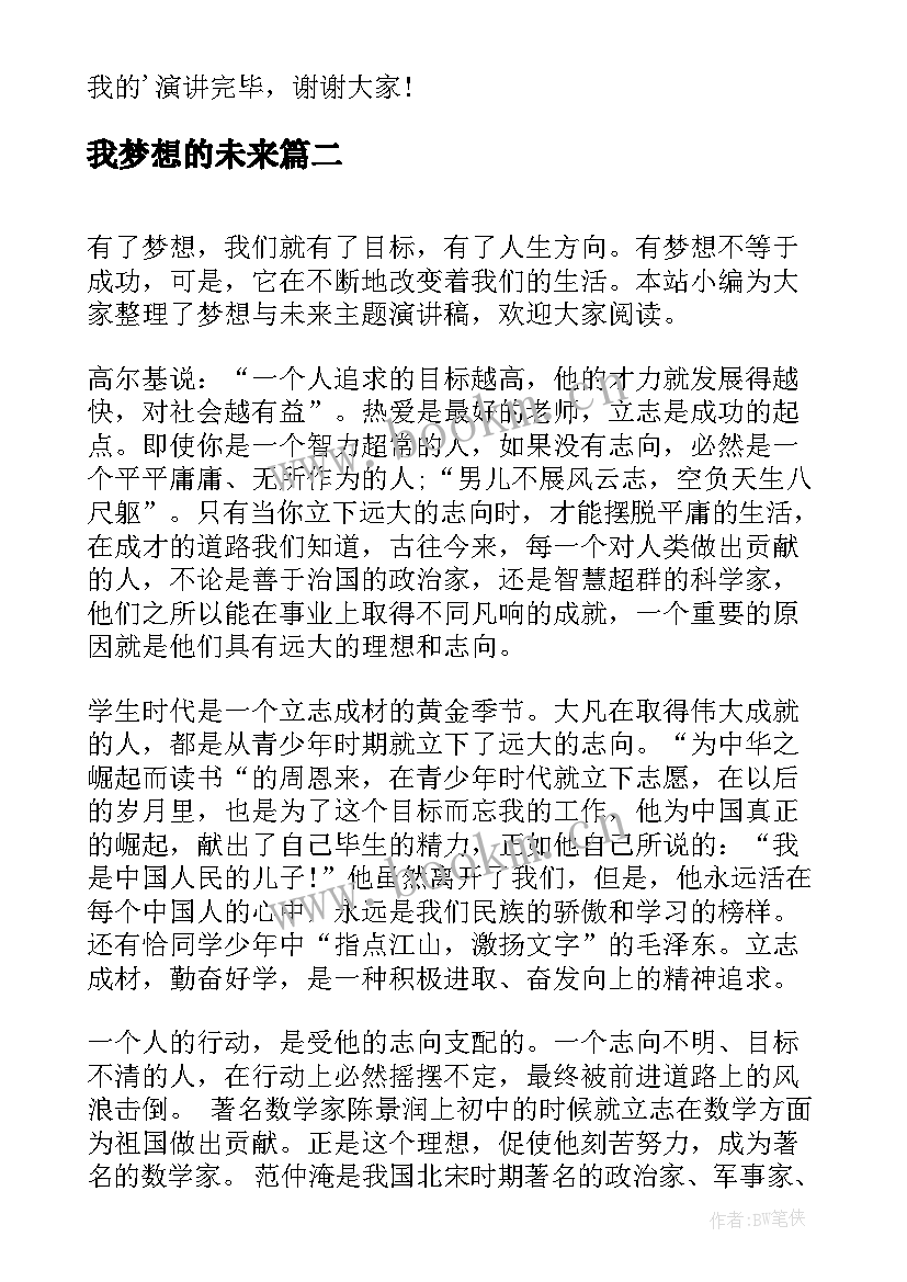 2023年我梦想的未来 有梦想才有未来演讲稿(实用7篇)