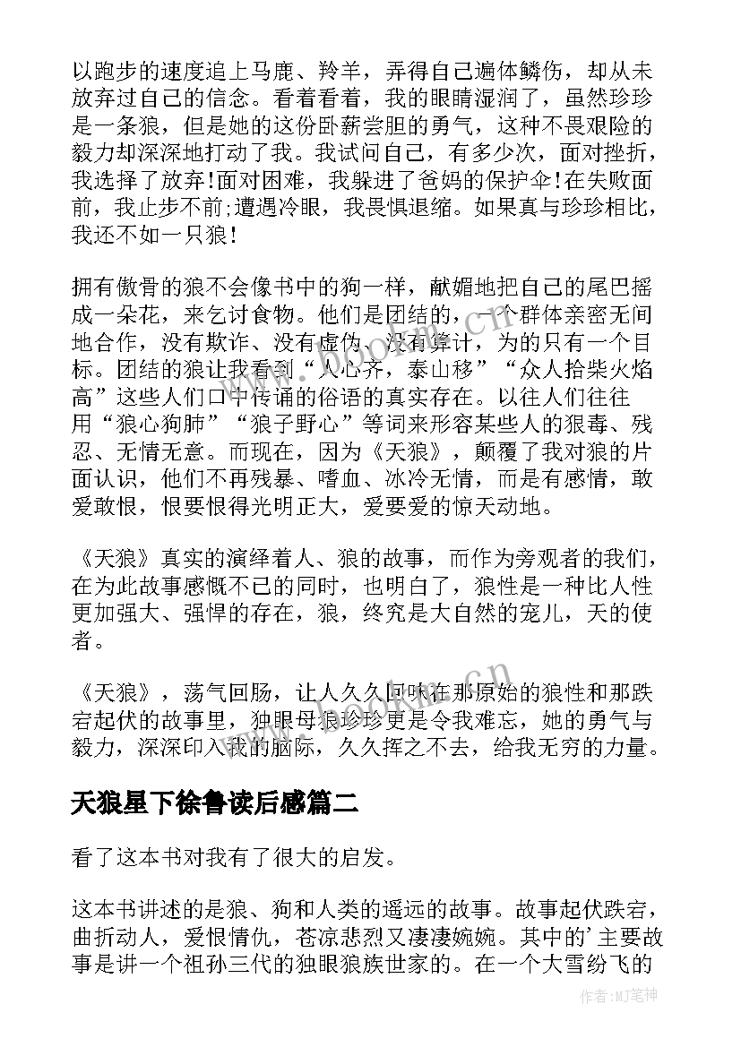 最新天狼星下徐鲁读后感(大全10篇)