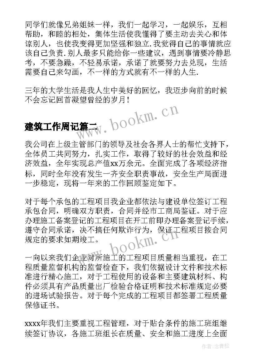 建筑工作周记 建筑毕业自我鉴定(精选5篇)