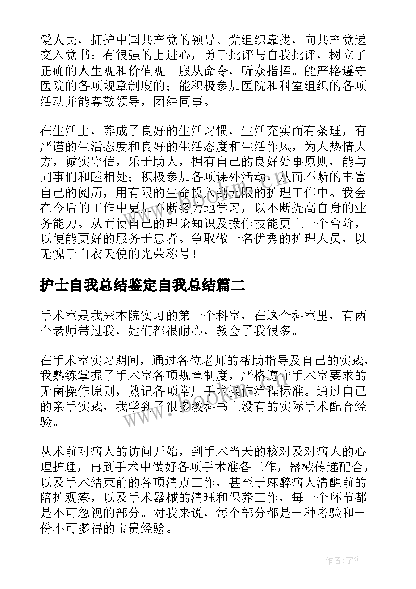 2023年护士自我总结鉴定自我总结(优质10篇)